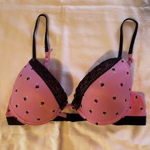 pink victoria secret y2k push up plunge bra